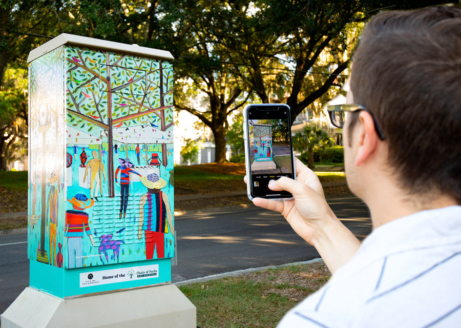 Art Infrastructure box getting its picture taken